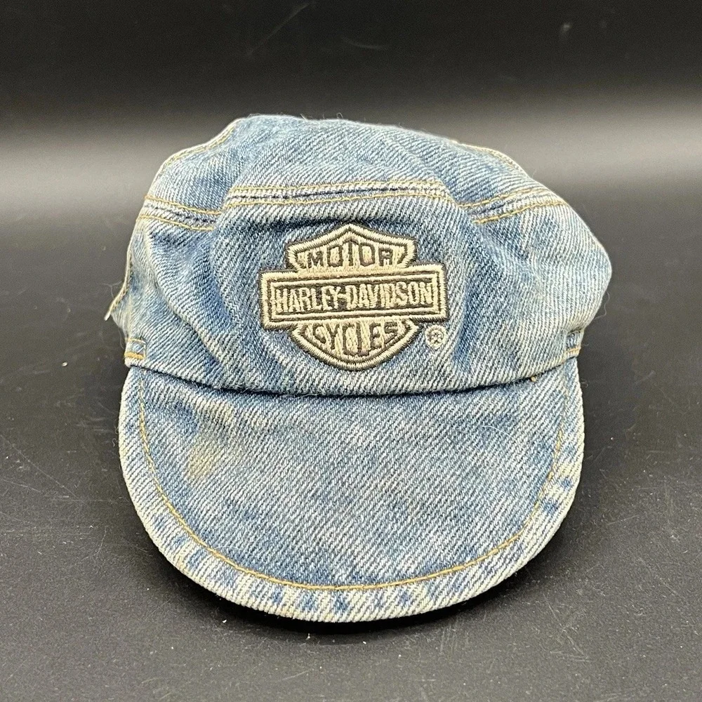 HARLEY DAVIDSON Dog Cat Biker Denim Hat - Embroidered Patch -‎ Medium